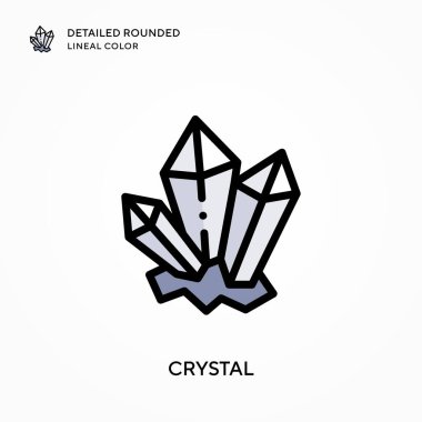 Kristal detaylı yuvarlak çizgisel renk. Modern vektör illüstrasyon kavramları. Düzenlemesi ve kişiselleştirmesi kolay.