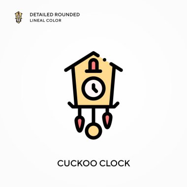 Guguklu saat yuvarlak çizgi rengini detaylandırdı. Modern vektör illüstrasyon kavramları. Düzenlemesi ve kişiselleştirmesi kolay.
