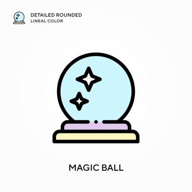 Sihirli top yuvarlak çizgi rengini detaylandırdı. Modern vektör illüstrasyon kavramları. Düzenlemesi ve kişiselleştirmesi kolay.