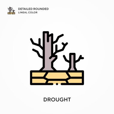 Kuraklık ayrıntılı yuvarlak çizgisel renk. Modern vektör illüstrasyon kavramları. Düzenlemesi ve kişiselleştirmesi kolay.