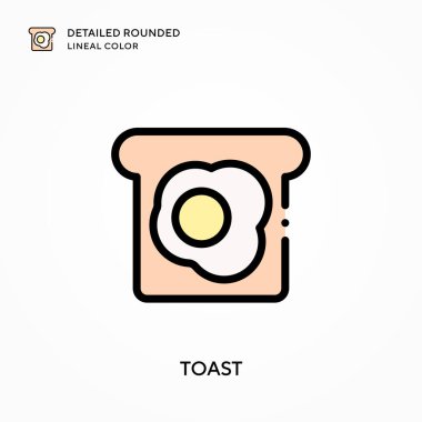 Tost detaylı yuvarlak çizgisel renk. Modern vektör illüstrasyon kavramları. Düzenlemesi ve kişiselleştirmesi kolay.
