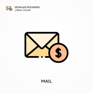 Posta detaylı yuvarlak çizgi rengi. Modern vektör illüstrasyon kavramları. Düzenlemesi ve kişiselleştirmesi kolay.