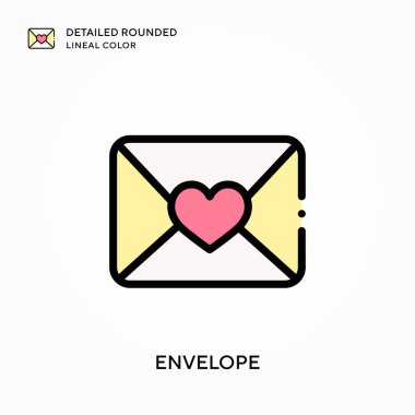 Zarfın ayrıntılı yuvarlak çizgisel rengi. Modern vektör illüstrasyon kavramları. Düzenlemesi ve kişiselleştirmesi kolay.