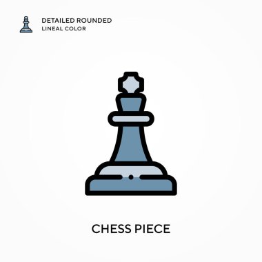 Satranç taşı ayrıntılı yuvarlak çizgisel renk. Modern vektör illüstrasyon kavramları. Düzenlemesi ve kişiselleştirmesi kolay.