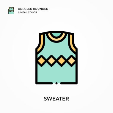 Süveter yuvarlak çizgisel renkte detaylı. Modern vektör illüstrasyon kavramları. Düzenlemesi ve kişiselleştirmesi kolay.