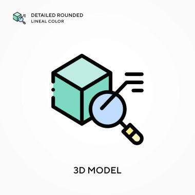 3D model ayrıntılı yuvarlak çizgisel renk. Modern vektör illüstrasyon kavramları. Düzenlemesi ve kişiselleştirmesi kolay.