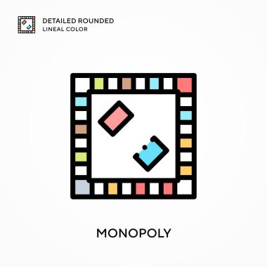 Monopoly detaylı yuvarlak doğrusal renk. Modern vektör illüstrasyon kavramları. Düzenlemesi ve kişiselleştirmesi kolay.