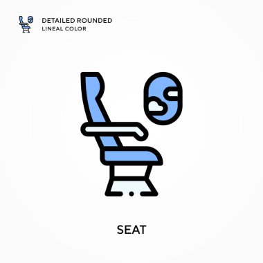 Koltuk ayrıntılı yuvarlak çizgisel renk. Modern vektör illüstrasyon kavramları. Düzenlemesi ve kişiselleştirmesi kolay.
