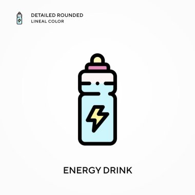 Enerji içeceği yuvarlak çizgisel renkleri detaylandırdı. Modern vektör illüstrasyon kavramları. Düzenlemesi ve kişiselleştirmesi kolay.