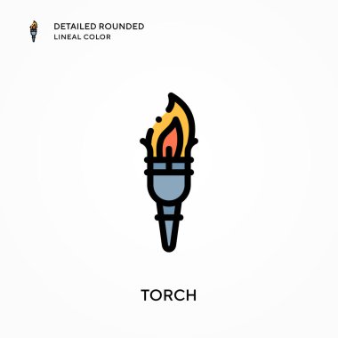 Meşale ayrıntılı yuvarlak çizgisel renk. Modern vektör illüstrasyon kavramları. Düzenlemesi ve kişiselleştirmesi kolay.