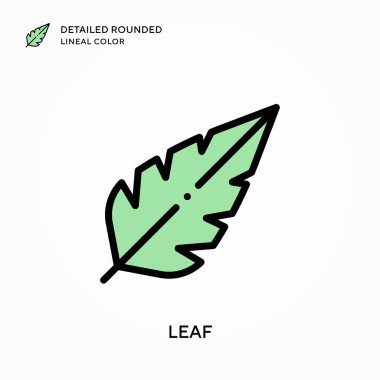 Yaprak ayrıntılı yuvarlak çizgisel renk. Modern vektör illüstrasyon kavramları. Düzenlemesi ve kişiselleştirmesi kolay.