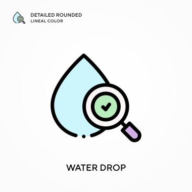 Su damlası ayrıntılı yuvarlak çizgisel renk. Modern vektör illüstrasyon kavramları. Düzenlemesi ve kişiselleştirmesi kolay.