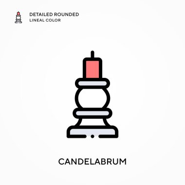 Candelabrum ayrıntılı yuvarlak çizgisel renk. Modern vektör illüstrasyon kavramları. Düzenlemesi ve kişiselleştirmesi kolay.