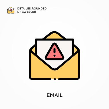 E- posta ayrıntılı yuvarlak doğrusal renk. Modern vektör illüstrasyon kavramları. Düzenlemesi ve kişiselleştirmesi kolay.