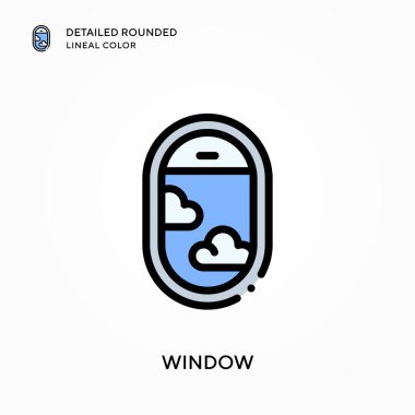 Pencere detaylı yuvarlak çizgisel renk. Modern vektör illüstrasyon kavramları. Düzenlemesi ve kişiselleştirmesi kolay.
