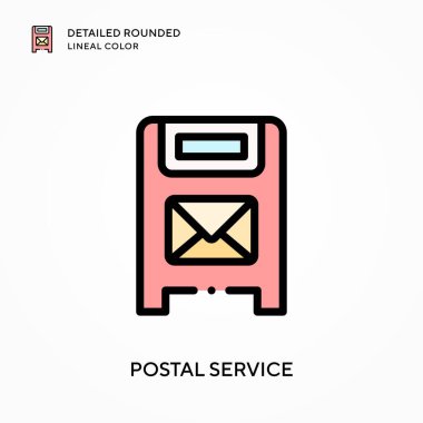 Posta servisi yuvarlak çizgi rengini detaylı olarak açıkladı. Modern vektör illüstrasyon kavramları. Düzenlemesi ve kişiselleştirmesi kolay.