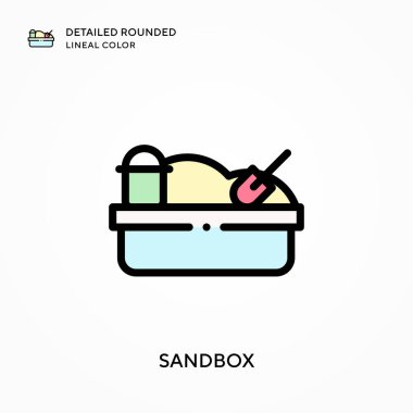 Kum havuzu ayrıntılı yuvarlak çizgi rengi. Modern vektör illüstrasyon kavramları. Düzenlemesi ve kişiselleştirmesi kolay.