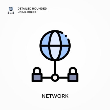 Ağ detaylı yuvarlak doğrusal renk. Modern vektör illüstrasyon kavramları. Düzenlemesi ve kişiselleştirmesi kolay.