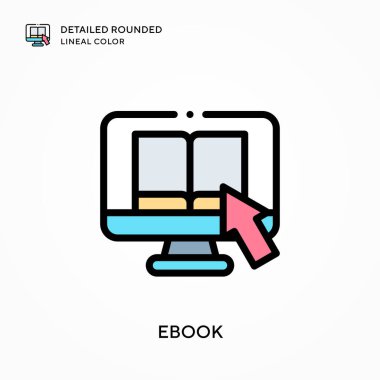 Ebook ayrıntılı yuvarlak çizgi rengi. Modern vektör illüstrasyon kavramları. Düzenlemesi ve kişiselleştirmesi kolay.