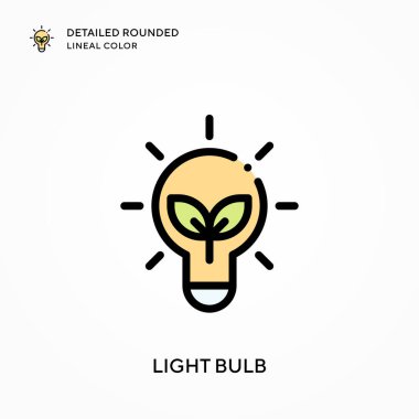 Ampul ayrıntılı yuvarlak çizgisel renk. Modern vektör illüstrasyon kavramları. Düzenlemesi ve kişiselleştirmesi kolay.
