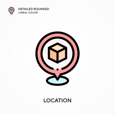 Konum ayrıntılı yuvarlak doğrusal renk. Modern vektör illüstrasyon kavramları. Düzenlemesi ve kişiselleştirmesi kolay.