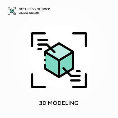 3D modelleme ayrıntılı yuvarlak çizgisel renk. Modern vektör illüstrasyon kavramları. Düzenlemesi ve kişiselleştirmesi kolay.