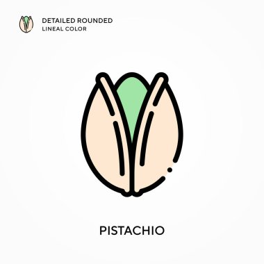 Pistachio ayrıntılı yuvarlak çizgisel renk. Modern vektör illüstrasyon kavramları. Düzenlemesi ve kişiselleştirmesi kolay.