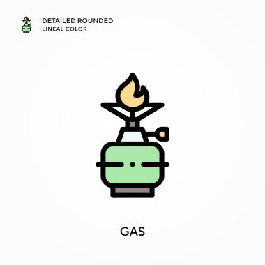 Gaz detaylı yuvarlak çizgisel renk. Modern vektör illüstrasyon kavramları. Düzenlemesi ve kişiselleştirmesi kolay.