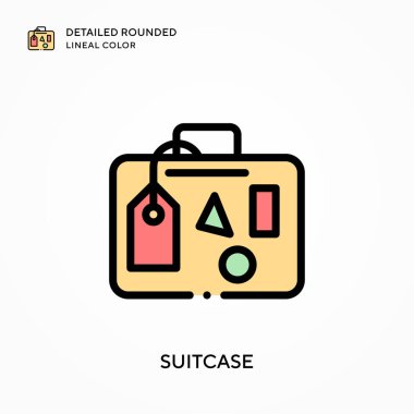 Bavul yuvarlak çizgi rengini detaylandırdı. Modern vektör illüstrasyon kavramları. Düzenlemesi ve kişiselleştirmesi kolay.