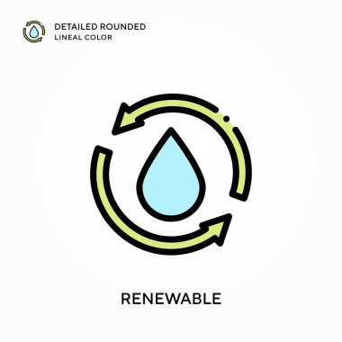 Yenilenebilir detaylı yuvarlak çizgi rengi. Modern vektör illüstrasyon kavramları. Düzenlemesi ve kişiselleştirmesi kolay.