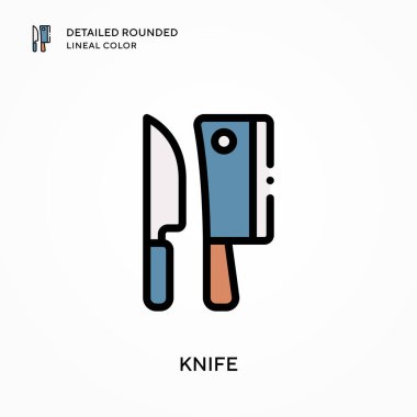 Bıçak yuvarlak yuvarlak çizgi rengini detaylandırmış. Modern vektör illüstrasyon kavramları. Düzenlemesi ve kişiselleştirmesi kolay.