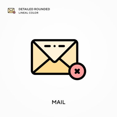 Posta detaylı yuvarlak çizgi rengi. Modern vektör illüstrasyon kavramları. Düzenlemesi ve kişiselleştirmesi kolay.