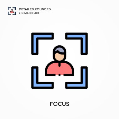 Ayrıntılı yuvarlak çizgi rengine odaklan. Modern vektör illüstrasyon kavramları. Düzenlemesi ve kişiselleştirmesi kolay.