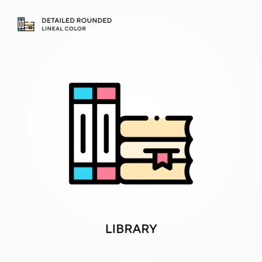 Kütüphane yuvarlak çizgisel renkleri detaylı olarak açıkladı. Modern vektör illüstrasyon kavramları. Düzenlemesi ve kişiselleştirmesi kolay.