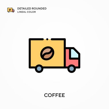 Kahve ayrıntılı yuvarlak çizgisel renk. Modern vektör illüstrasyon kavramları. Düzenlemesi ve kişiselleştirmesi kolay.