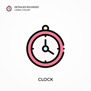 Saat detaylı yuvarlak çizgisel renk. Modern vektör illüstrasyon kavramları. Düzenlemesi ve kişiselleştirmesi kolay.