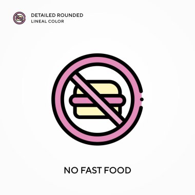 Fast food ayrıntılı yuvarlak çizgisel renk yok. Modern vektör illüstrasyon kavramları. Düzenlemesi ve kişiselleştirmesi kolay.
