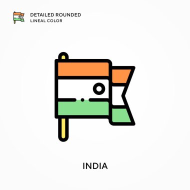 Hindistan ayrıntılı yuvarlak çizgisel renk. Modern vektör illüstrasyon kavramları. Düzenlemesi ve kişiselleştirmesi kolay.