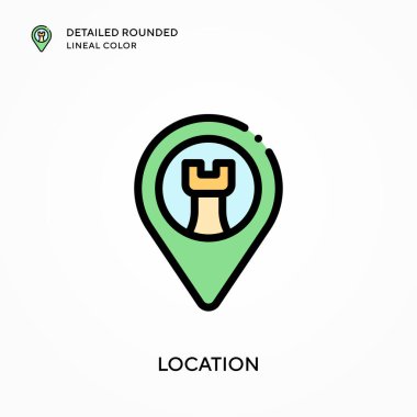 Konum ayrıntılı yuvarlak doğrusal renk. Modern vektör illüstrasyon kavramları. Düzenlemesi ve kişiselleştirmesi kolay.