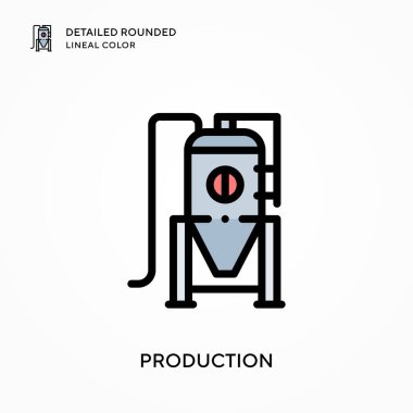 Üretim ayrıntılı yuvarlak doğrusal renk. Modern vektör illüstrasyon kavramları. Düzenlemesi ve kişiselleştirmesi kolay.