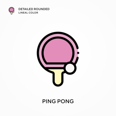 Ping pong ayrıntılı yuvarlak çizgisel renk. Modern vektör illüstrasyon kavramları. Düzenlemesi ve kişiselleştirmesi kolay.