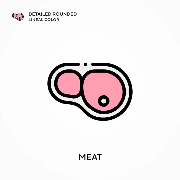 Carne Detallada Color Lineal Redondeado Conceptos Modernos Ilustración Vectorial Fácil — Archivo Imágenes Vectoriales