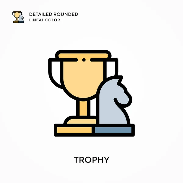 Trophy Részletes Lekerekített Lineáris Szín Modern Vektor Illusztráció Fogalmak Könnyű — Stock Vector