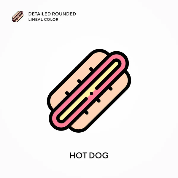 Hot Dog Detallado Color Lineal Redondeado Conceptos Modernos Ilustración Vectorial — Archivo Imágenes Vectoriales