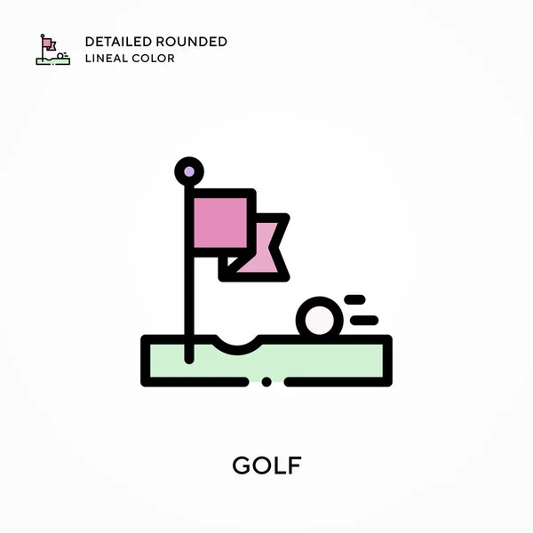 Golf Gedetailleerde Afgeronde Lineal Kleur Moderne Vector Illustratie Concepten Eenvoudig — Stockvector