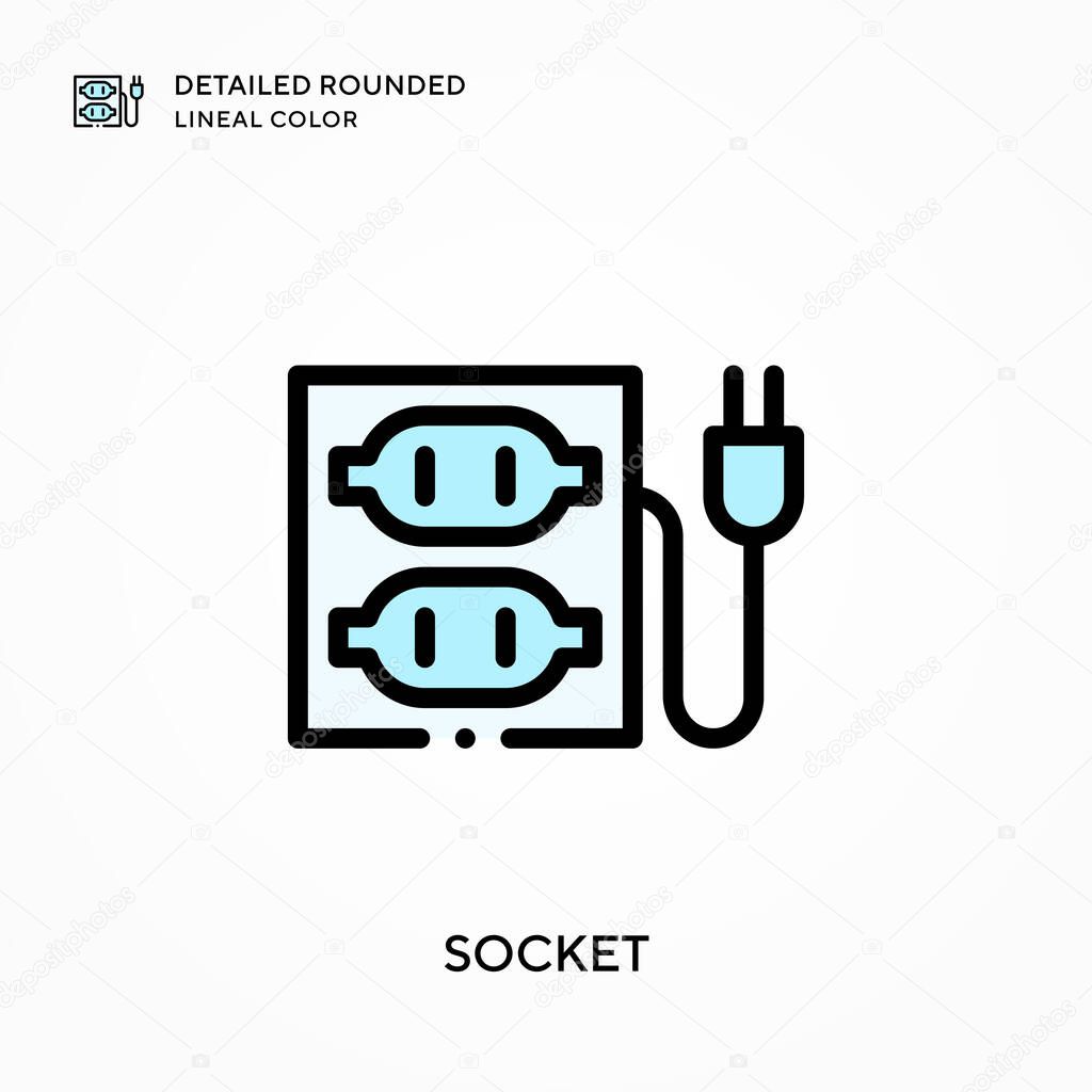 Socket detailed rounded lineal color. Modern vector illustration concepts. Easy to edit and customize.