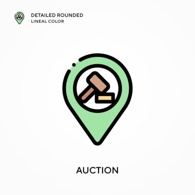 Açık arttırma yuvarlak çizgi rengini detaylandırdı. Modern vektör illüstrasyon kavramları. Düzenlemesi ve kişiselleştirmesi kolay.