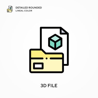 3D dosya ayrıntılı yuvarlak doğrusal renk. Modern vektör illüstrasyon kavramları. Düzenlemesi ve kişiselleştirmesi kolay.