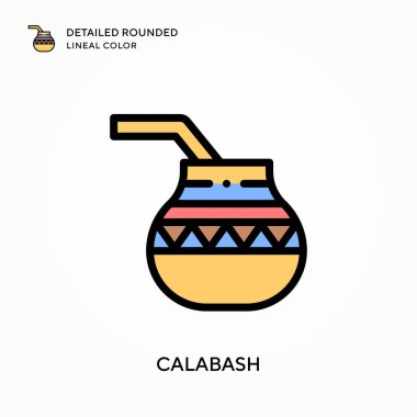 Calabash ayrıntılı yuvarlak çizgisel renk. Modern vektör illüstrasyon kavramları. Düzenlemesi ve kişiselleştirmesi kolay.