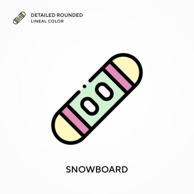 Snowboard ayrıntılı yuvarlak çizgisel renk. Modern vektör illüstrasyon kavramları. Düzenlemesi ve kişiselleştirmesi kolay.